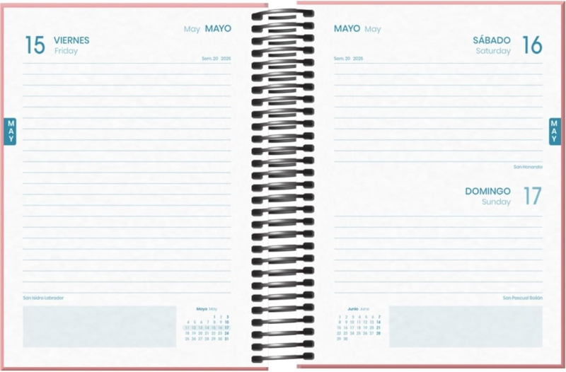 Imagen extra Dohe System Agenda Escolar 25/26 Espiral A6 - Dia Pagina - Papel 70g/m2 - Cubierta de Carton Plastificado - Rosa