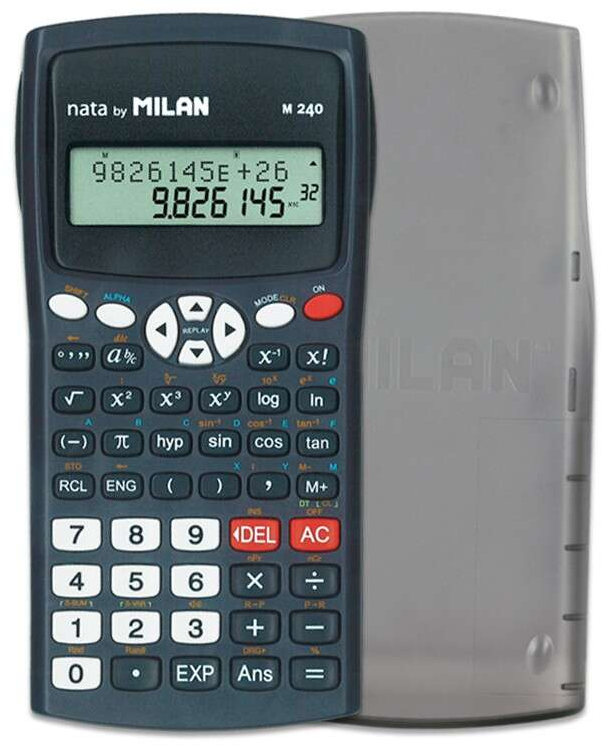 Milan M240 Calculadora Cientifica 10+2 Digitos - Pantalla de 2 Lineas - 240 Funciones- Negra