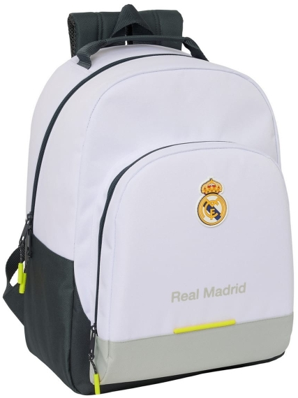 Safta Real Madrid 1ª Equipacion 25/26 Mochila Escolar - Adaptable a Carro - 32x42x15cm - Blanco