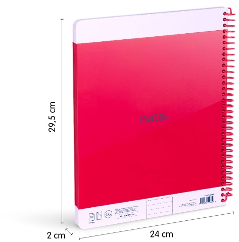 Imagen extra Milan Nata 624 Cuaderno Espiral A4 Pautado 7mm - 80 Hojas de 95 gr/m2 - Microperforado 4 Taladros - Rosa