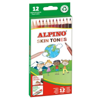 Alpino Skin Tones Pack de 12 Lapices de Colores Hexagonales - Mina de 3mm - Resistente a la Rotura - Bandeja Extraible - Colores que Recrean los Diferentes Tonos de Piel