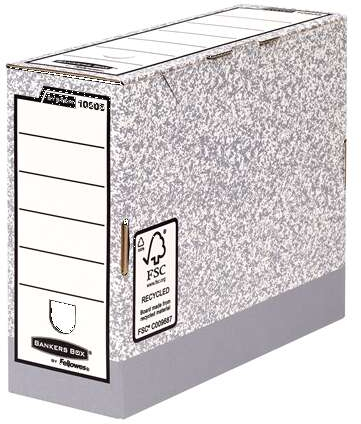 Fellowes Bankers Box Caja de Archivo Definitivo 100mm A4 - Montaje Automatico Fastfold - Carton Reciclado Certificacion FSC - Color Gris