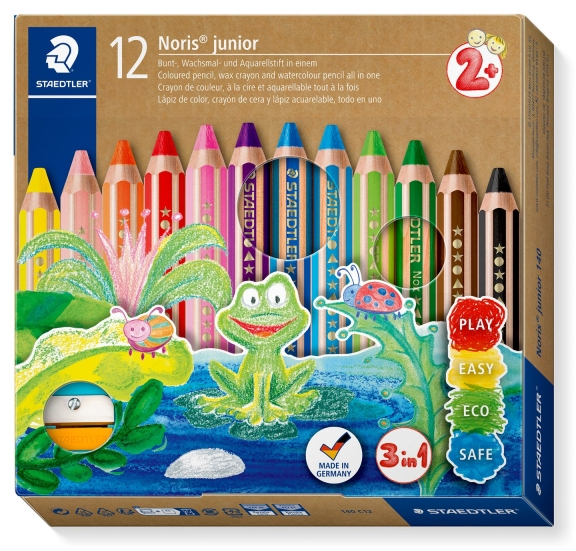 PACK 12 Lapices Staedtler Noris Junior Colores Extragruesos + Sacapuntas