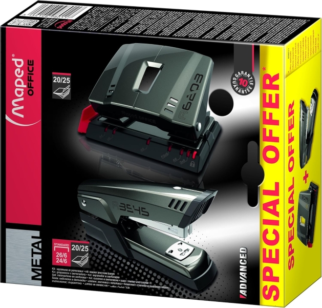 Grapadora + Taladrador perforador Maped Essentials. Grapas 24/6 26/6 Taladro