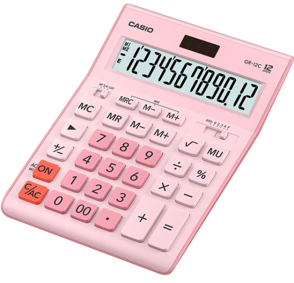 Calculadora CASIO GR-12C Rosa Extragrande 12 digitos (15x20cm aprox)
