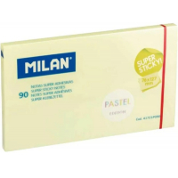 Milan Bloc 90 Notas Super Adhesivas - Removibles 76mm x 127mm - Amarillo Pastel