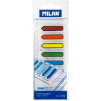 Milan Bloc 120 Marcadores de Pagina - Plastico - Incluye Regla - Colores Transparentes Surtidos - Medidas 13mm x 5,9mm - Colores Surtidos