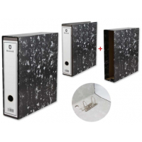 Bismark Archivador A-Z Jaspeado A4 con Funda - Lomo 75mm - Tarjetero - Ollao - Negro Jaspeado