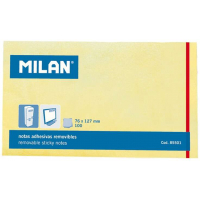 Milan Bloc 100 Notas Adhesivas - Removibles - 76mm x 127mm - Amarillo Claro