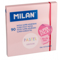 Milan Bloc 90 Notas Super Adhesivas - Removibles 76mm x 76mm - Rosa Pastel