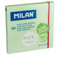 Milan Bloc 90 Notas Super Adhesivas - Removibles 76mm x 76mm - Verde Pastel