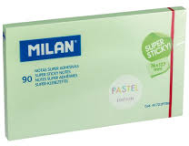 Milan Bloc 90 Notas Super Adhesivas - Removibles 76mm x 127mm - Verde Pastel