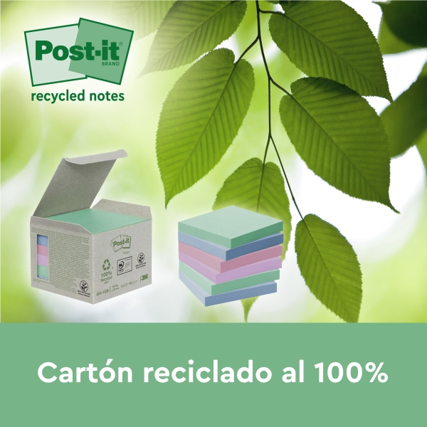 Imagen extra Post-It Bloc 100 Notas Adhesivas Recicladas Colores Surtidos Aleatorios