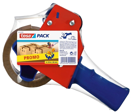 Tesa Pack de Precintadora + 1 Rollo de Precinto Marron 48mm x 50 Metros