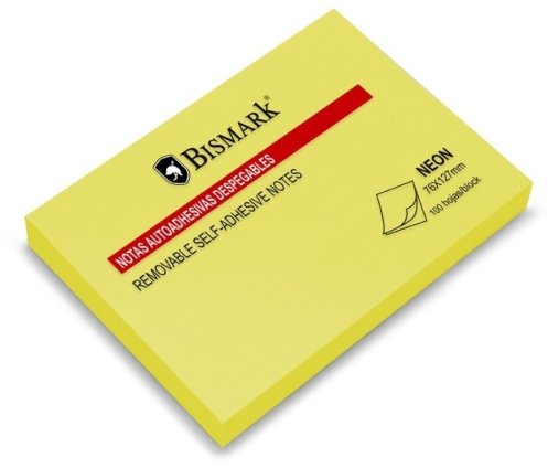 Bismark Bloc 100 Notas Adhesivas 76x127mm - Amarillo Neon