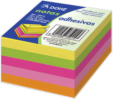 Dohe Cubo de 250 Notas Reposicionables - 50x50mm - Colores Neon Surtidos