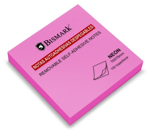 Bismark Bloc 100 Notas Adhesivas 76x76mm - Magenta Neon