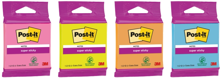 Post-It Super Sticky Bloc 45 Notas Adhesivas Reposicionables 76x76mm - Colores Surtidos