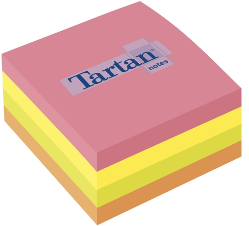 Tartan Cubo de 400 Notas Adhesivas Reposicionables - Colores Neon - 76x76mm - 100% PEFC - Colores Surtidos