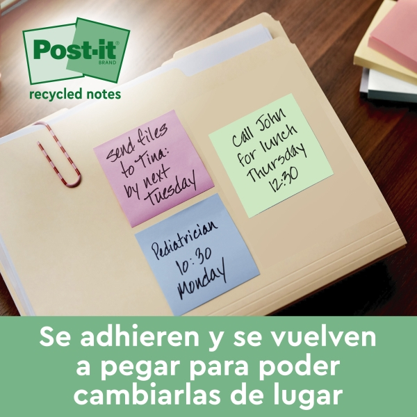 Imagen extra Post-It Bloc 100 Notas Adhesivas Recicladas Colores Surtidos Aleatorios