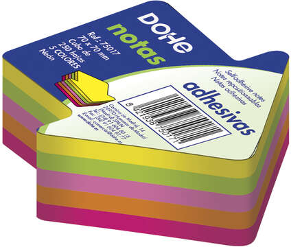 Dohe Cubo de 250 Notas Reposicionables con Forma de Flecha - 70x70mm - Colores Neon Surtidos