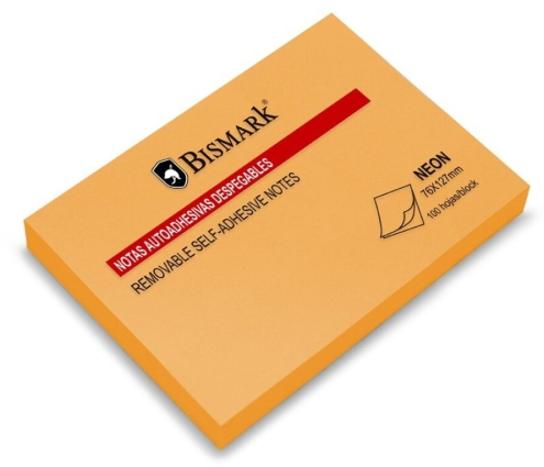 Bismark Bloc 100 Notas Adhesivas 76x127mm - Naranja Neon