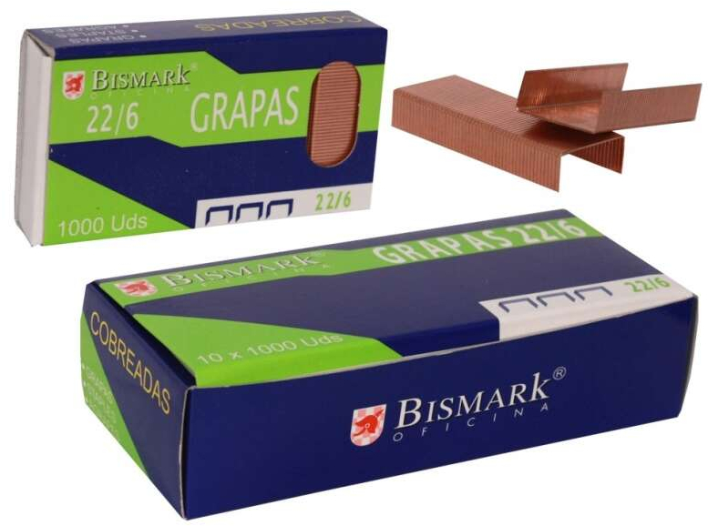 Caja de 1000 Grapas 22/6 ECONOMICAS Cobreadas