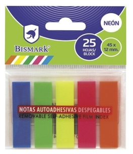 Bismark PACK 125 Indices Adhesivos 45mm x 12mm - Colores Neon Surtidos