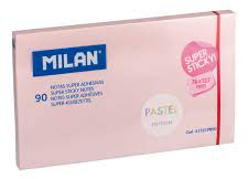 Milan Bloc 90 Notas Super Adhesivas - Removibles 76mm x 127mm - Rosa Pastel