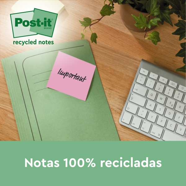 Imagen extra Post-It Bloc 100 Notas Adhesivas Recicladas Colores Surtidos Aleatorios