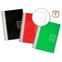 Cuaderno ECONOMICO Espiral 4º Cuarto 80 Hojas 60grs Pautado 3.5mm - Tapa Extradura - Colores Surtidos