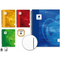Cuaderno ECONOMICO Espiral A4 160H de 60grs Cuadricula 5x5 Microperforadas - Tapa Dura Plastificada - Colores Surtidos