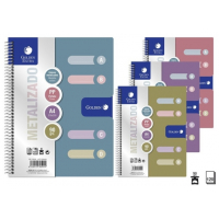 PACK 6 Cuadernos A4 120 Hojas 90gr Cuadricula 5x5 - 4 Separadores - Tapas Plastico