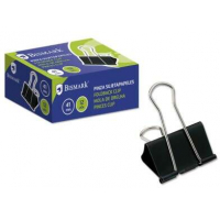 PACK 12 Pinzas Metalicas 41mm Abatibles Negro. Bismark