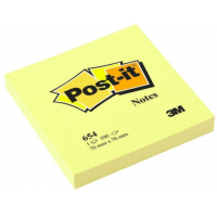 Notas adhesivas 3M POST-IT 76 x 76mm Amarillas. 100 hojas. Ref.654