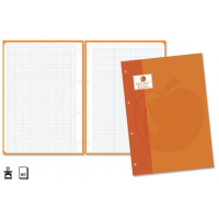 Recambio de 80 Hojas A4 de 90gr Cuadricula 4x4 con 4 Taladros. Naranja