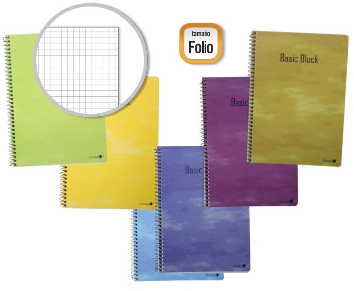 Imagen extra Golden PACK 10 Cuadernos Espiral 80 Hojas 60gr Cuadricula - FOLIO - Tapa Normal Plastificada - Colores Surtidos