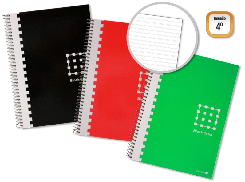 Cuaderno ECONOMICO Espiral 4º Cuarto 80 Hojas 60grs Pautado 3.5mm - Tapa Extradura - Colores Surtidos