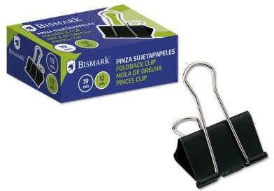 PACK 12 Pinzas Metalicas 19mm Abatibles. Bismark 