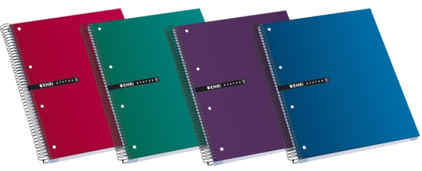 Enri Status A4+ Cuaderno Espiral Microperforado LISO - Tapa Extradura - 160 Hojas de 70gr. Colores Surtidos