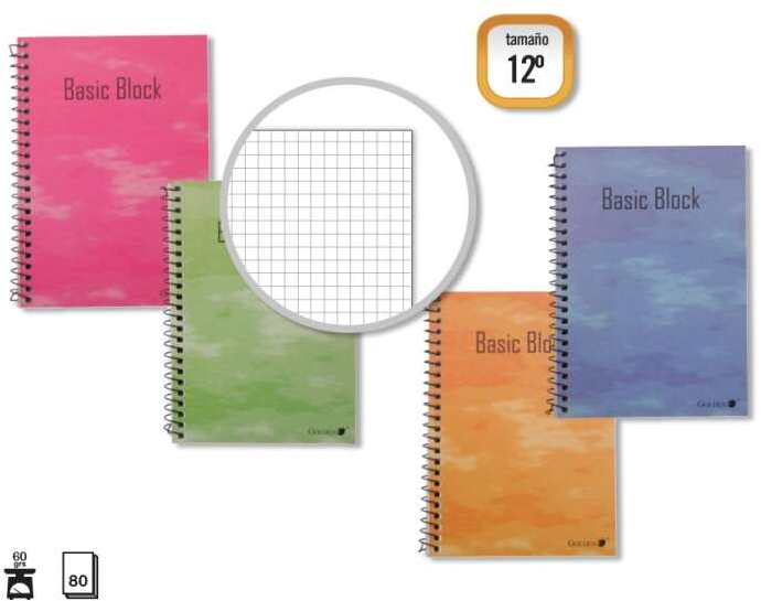 Cuaderno ECONOMICO Espiral 12º Doceavo Natural (85x125mm) 80 Hojas 60gr Cuadricula Tapa Normal Plastificada