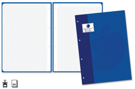 Recambio de 80 Hojas A4 de 90gr Cuadricula 4x4 con 4 Taladros. Azul