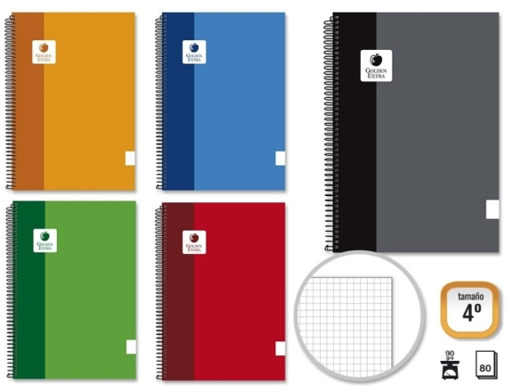 Cuaderno 4º Cuarto 80 Hojas 90grs Cuadricula - Tapa Forrada
