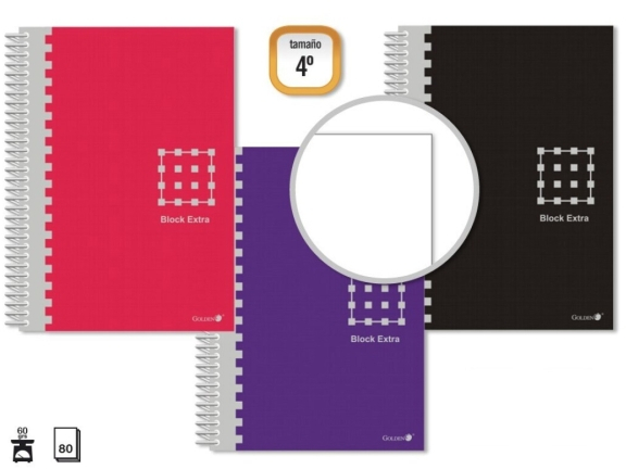Cuaderno ECONOMICO Espiral 4º Cuarto 80 Hojas 60grs Liso - Tapa Extradura - Colores Surtidos