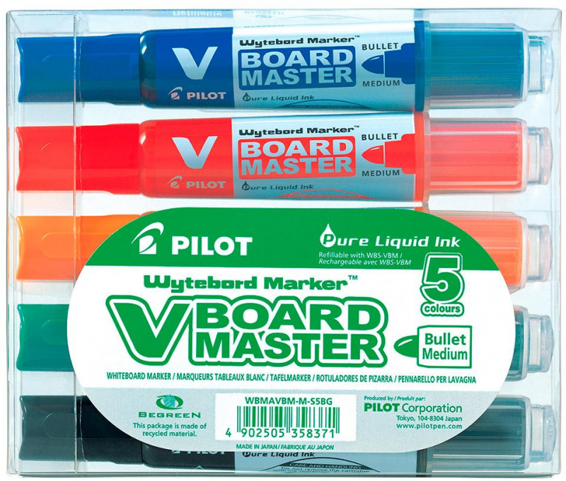 PACK 5 Rotuladores Pilot VBoard Master para pizarra NVBM