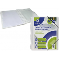 Bismark Carpeta Espiral con 60 Fundas Transparentes A4 Portada Personalizable y Cierre con gomas