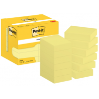 PACK 12 Notas adhesivas 3M POST-IT de 38 x 51mm Amarillos. 100 hojas