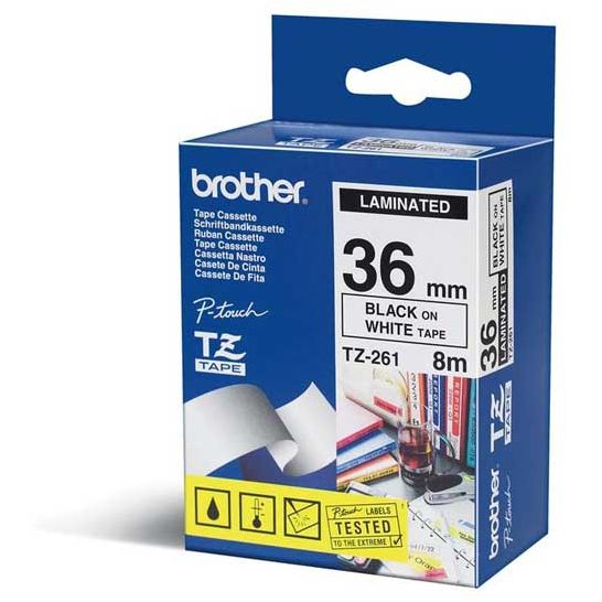 C. LAMINADA 36MMX8M BLANCO/NEGRO BROTHER TZE-261