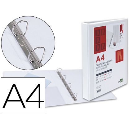 CARPETA CANGURO 4 ANILLAS, 16MM A4 BLANCA PERSONALIZABLE