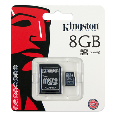 KINGSTON MicroSDHC 8GB Clase 10 + Adaptador SD